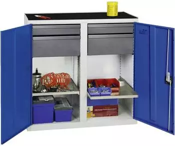 stumpf Werkzeug- und Materialschrank Serie 3000 lichtgrau/enzianblau 2x100mm + 2x200mm Schubladen + 2 Auszugsb&ouml;den (3002374)