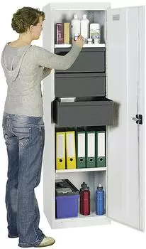 stumpf Werkzeug- und Materialschrank Serie 3000, 3 Schubladen, 3 Auszugsböden, lichtgrau (3005407)
