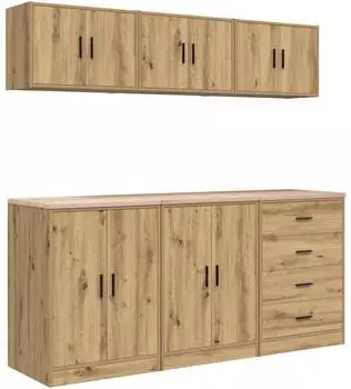vidaXL Garagenschr&auml;nke 6-tlg. Holzwerkstoff, Artisan-Eiche (3328349)