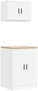 vidaXL Garagenschr&auml;nke 2er-Set, wei&szlig;, Sperrholz (3328305)