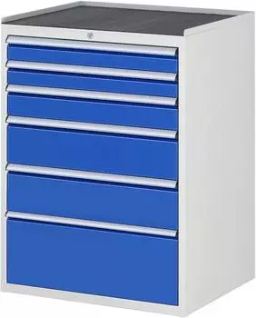 Rau Schubladenschrank Serie 7000, 6 Schubladen, Arbeitsplatte Metall (03-XL7.7A-MT.11)