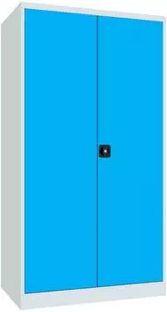 Pavoy Schwerlastschrank mit Trennwand, 6 Fachb&ouml;den (200kg), 6 Schubladen, RAL 7035/5012 (36366-104-003-735512)