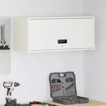 vidaXL Garage Wandschrank mit Gasdrucklift-T&uuml;r, wei&szlig; (883277)
