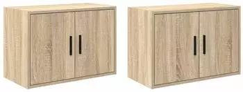 vidaXL Garagen-Wandschr&auml;nke 2 Stk., Sonoma-Eiche, Holzwerkstoff (860648)
