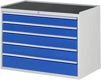 Rau Schubladenschrank Serie 7000, 5 Schubladen, Arbeitsplatte Metall (03-XXL5.11A-MT.11)