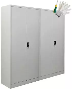 Proregal Elephant Flügeltürenschrank 4 Ebenen, abschließbar, lichtgrau (MRDZ4-01)