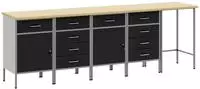 vidaXL Arbeitsschrankset mit Schubladen 5 stk. Schwarz und Grau