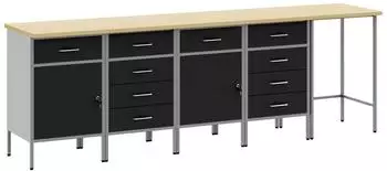 vidaXL Arbeitsschrankset mit Schubladen, 5-teilig, schwarz/grau (3321394)
