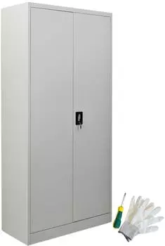 Proregal Elephant Flügeltürenschrank Stahl, lichtgrau, 80x180x40cm (RDZ4-09)