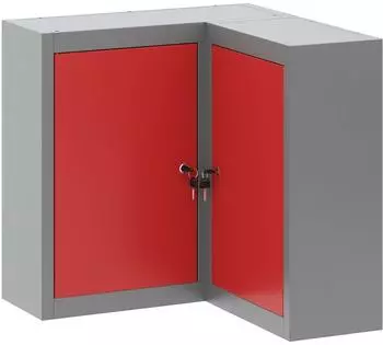 vidaXL Eck-Werkzeugschrank mit Regal, abschlie&szlig;bar, rot/grau, 55x55x55cm (4103468)