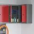 vidaXL Eck-Werkzeugschrank mit Regal, abschließbar, rot/grau, 55x55x55cm (4103468)