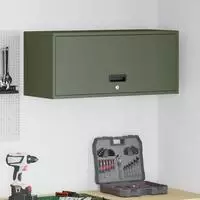 vidaXL Wandschrank f&uuml;r die Garage mit Gasdrucklift-T&uuml;r Olivgr&uuml;n