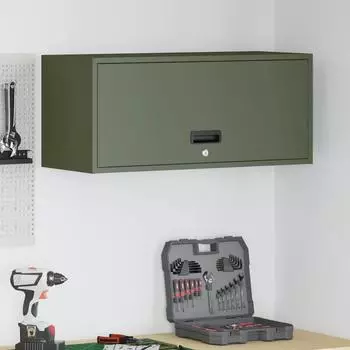 vidaXL Wandschrank für die Garage mit Gasdrucklift-Tür, olivgrün (883279)