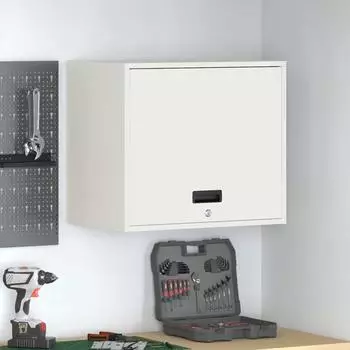 vidaXL Wandschrank f&uuml;r die Garage mit Gasdrucklift-T&uuml;r, wei&szlig; (883269)