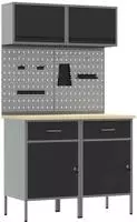 vidaXL Arbeitsschrankset mit Schubladen mit Regal 8 stk. Grau