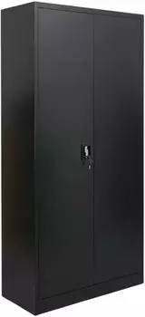 Proregal Elephant Flügeltürenschrank 2 Türen, abschließbar, Stahl, schwarz, 80x180x40cm (RDZ4-02)