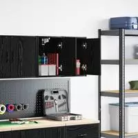 vidaXL Garagen-Wandschr&auml;nke 2 Stk. Schwarz Holzwerkstoff