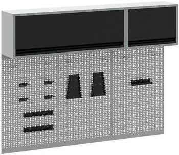 vidaXL Werkzeugschrank-Set 5-tlg. mit Stecktafel, schwarz, pulverbeschichteter Stahl (3321412)