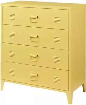 en.casa Hämeenlinna Metallschrank 4 Schubladen, gelb, 80x40x92cm