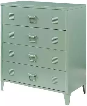en.casa Hämeenlinna Metallschrank 4 Schubladen, mattgrün, 80x40x92cm