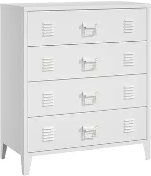 en.casa Hämeenlinna Kommode 4 Schubladen, Stahl, 80x40x92cm, weiß