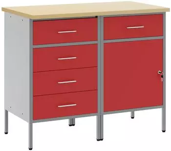 vidaXL Werkstattschrank mit Schubladen, rot/grau, 2er-Set (3321365)