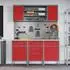 vidaXL Werkbank mit Schubladen 7-tlg., Holz und Stahl, rot (3321443)