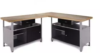 Ondis Simple One Werkstatt-Set Eckl&ouml;sung, h&ouml;henverstellbar, Buchenholzplatte