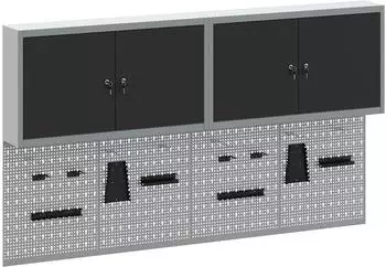 vidaXL Werkzeugschrank-Set mit Pegboard und Regal, 6-tlg., pulverbeschichteter Stahl, schwarz (3321402)