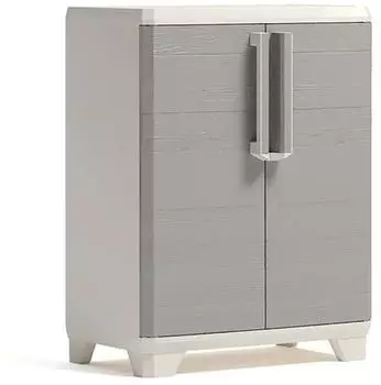 Keter Linear Wood Schrank niedrig, grau, 90x39x68cm (9725300)