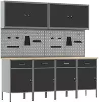 vidaXL Werkbank 10 stk. Schwarz und Grau Ingenieure Holz und Stahl