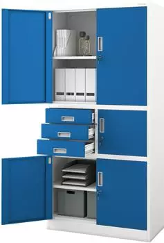 Jan Nowak FILIP II Aktenschrank mit Tresor, Stahl, blaugrau, 90x185x40cm