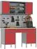vidaXL Werkbank mit Schubladen, Holz und Stahl, rot/grau (3321455)