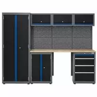 Baumarktplus Werkstattwand 13-tlg. modulares Werkstattschranksystem aus Stahl...