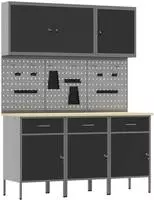 vidaXL Werkbank mit Speicher 8 stk. Schwarz Ingenieure Holz und Stahl