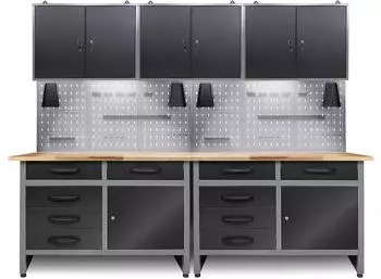 Ondis Werkstatt-Set Holger 240cm, 3 Schr&auml;nke, LED