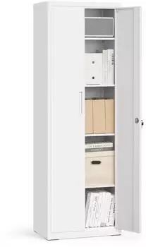 Songmics Mehrzweckschrank mit Schloss, 5 Ebenen, verstellbare Ablagen, 40x60x180cm