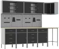 vidaXL Arbeitsschrankset mit Schubladen 12 Stk. Schwarz und Grau