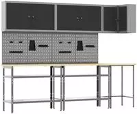 vidaXL Arbeitsschrankset mit Regal 10 Stk. Schwarz und Grau