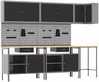 vidaXL Arbeitsschrankset mit Schubladen 10 Stk. Schwarz und Grau