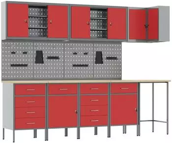 vidaXL Arbeitsschrankset mit 12 Schubladen, schwarz/grau (3321508)