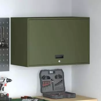 vidaXL Garage Wandschrank mit Gasdrucklift-Tür, olivgrün