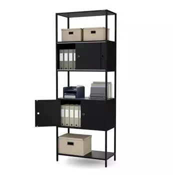 Jan Nowak ARIEL Aktenschrank Metall, schwarz, 800×2200×400mm