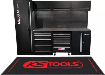 KS Tools Werkstatt-Schranksystem Edelstahlplatte, LED, 8-teilig, 264x196x50cm (866.6000)