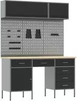 vidaXL Arbeitsschrankset mit Schubladen mit Speicher 8 stk. Schwarz