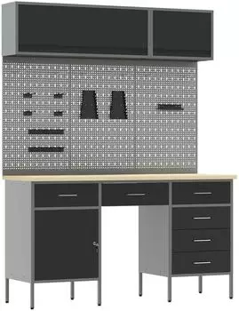 vidaXL Arbeitsschrankset mit Schubladen, 8-tlg., schwarz (3321468)