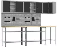 vidaXL Arbeitsschrankset mit Regal 10 Stk. Schwarz und Grau