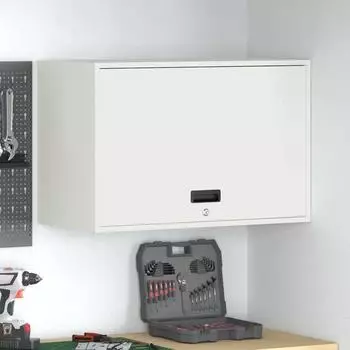vidaXL Wandschrank f&uuml;r die Garage mit Gasdrucklift-T&uuml;r, wei&szlig; (883265)