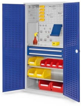 Certeo Business Equipment GmbH Certeo RasterPlan Schlitzplattenchrank mit Schubladen und Fachböden HxBxT 1950 x 1000 x 600 mm Blau
