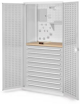 Certeo Business Equipment GmbH Certeo RasterPlan Schlitzplattenschrank mit 9x Schubladen und Fachboden HxBxT 1950 x 1000 x 600 mm Grau